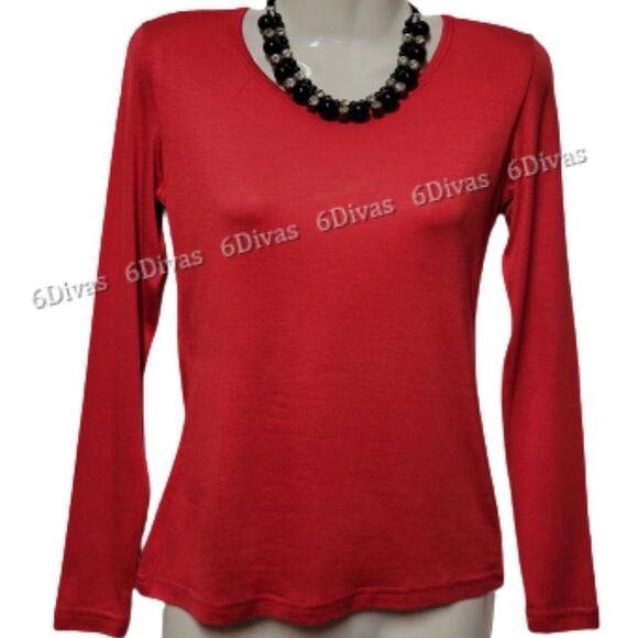 𝅺RED Long Sleeve Blouse Top Small Size S  Size M - Picture 1 of 2